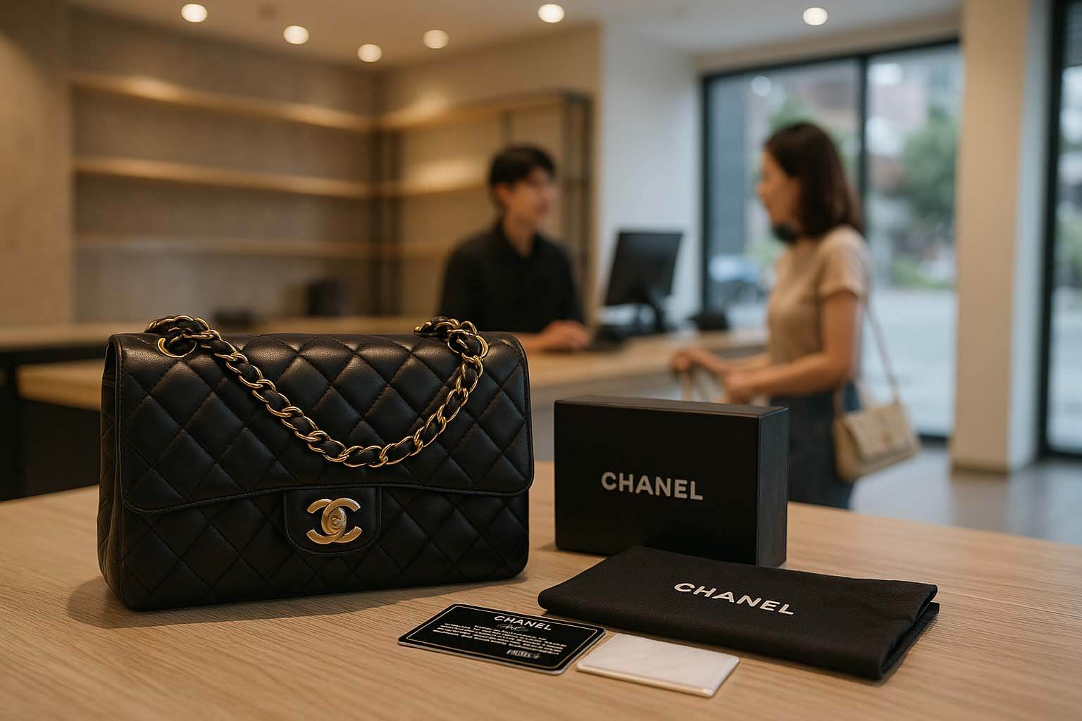 高雄 Chanel 香奈兒包收購｜附保卡與盒裝現場估價情境｜青蘋果3C